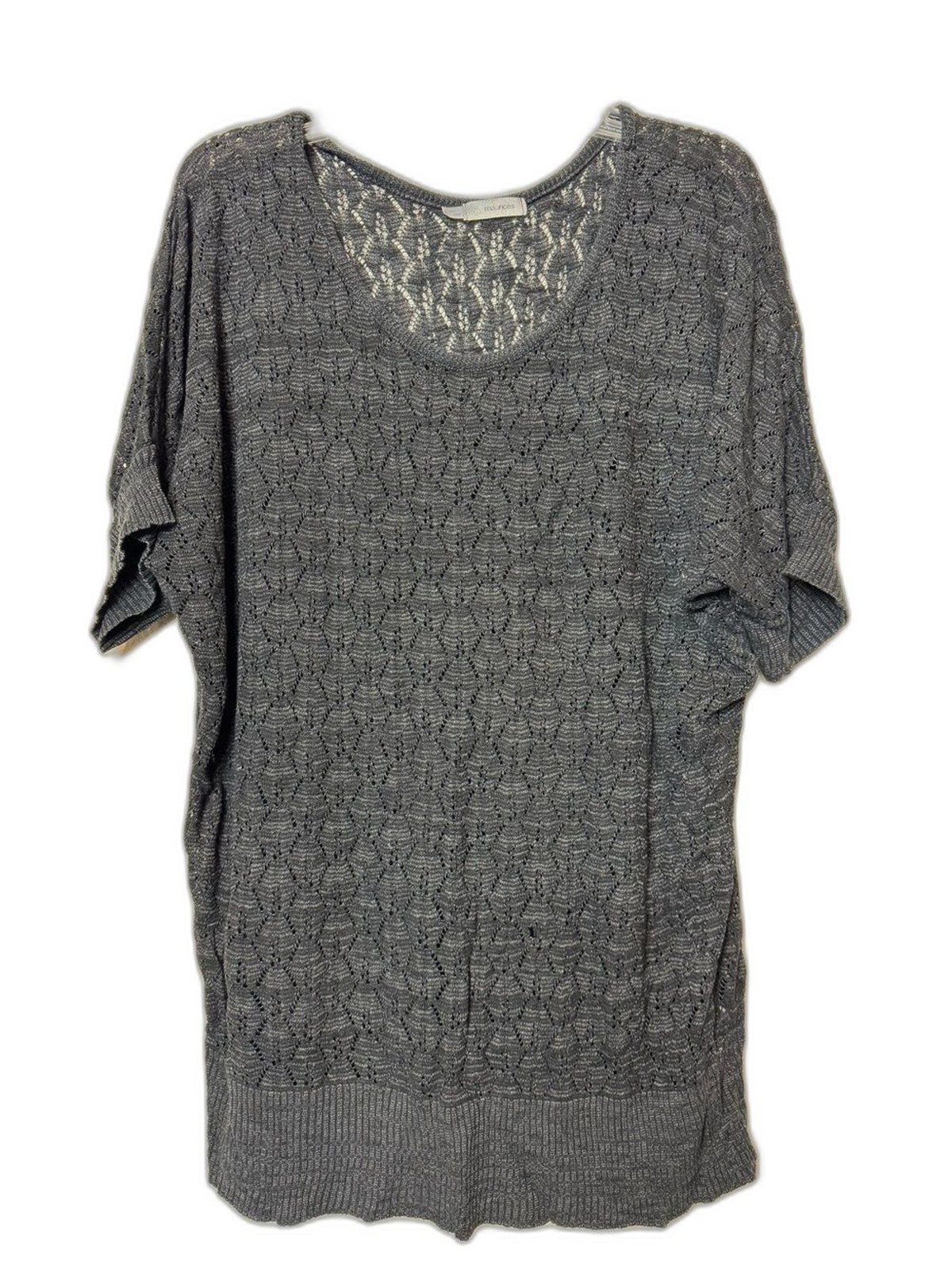 Maurices Charcoal Black Openwork Knit Scoop Neck Tunic Women’s Plus Size 2X