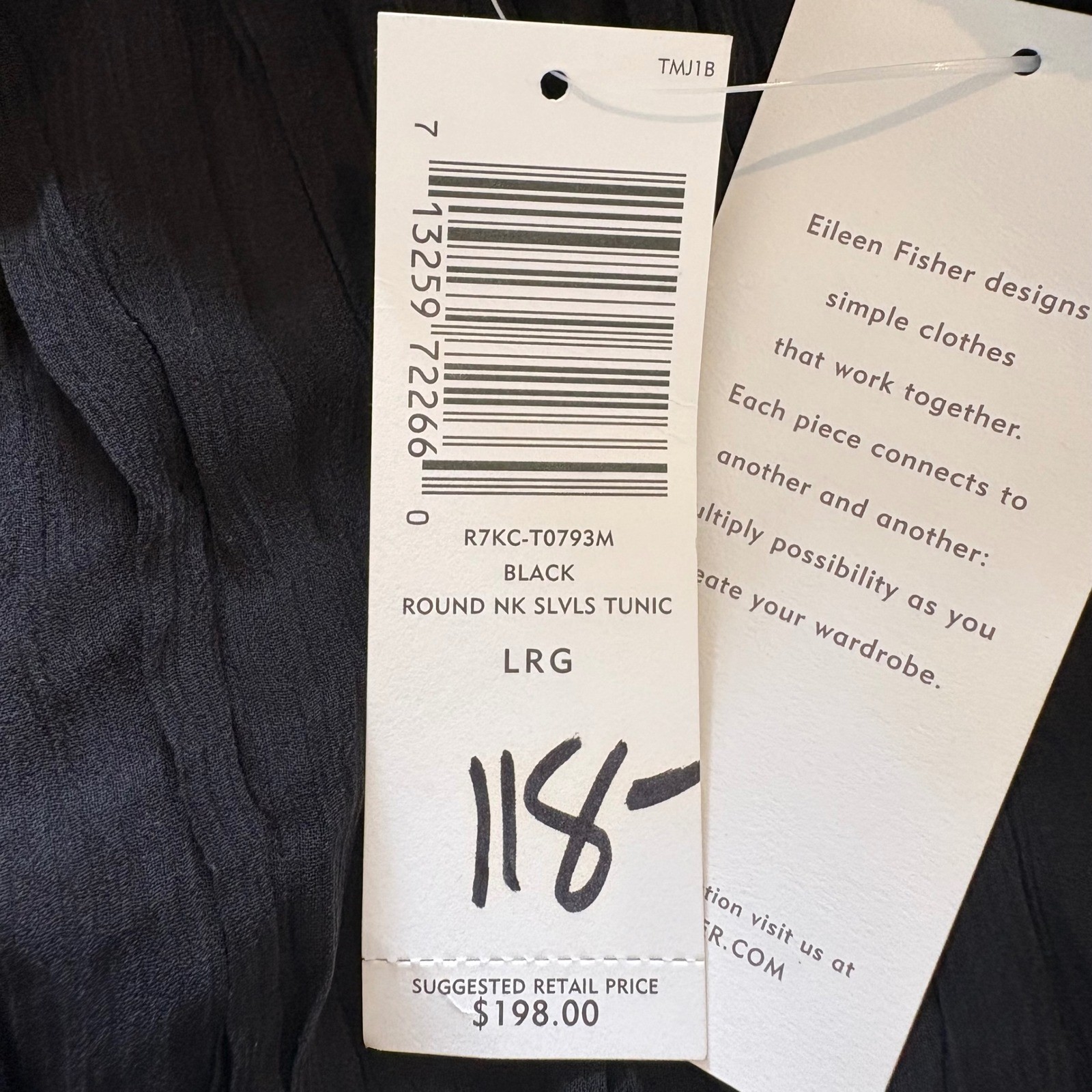 Eileen Fisher Black Crinkle Chiffon Silk Tank Top Blouse L Capsule Goth Corp