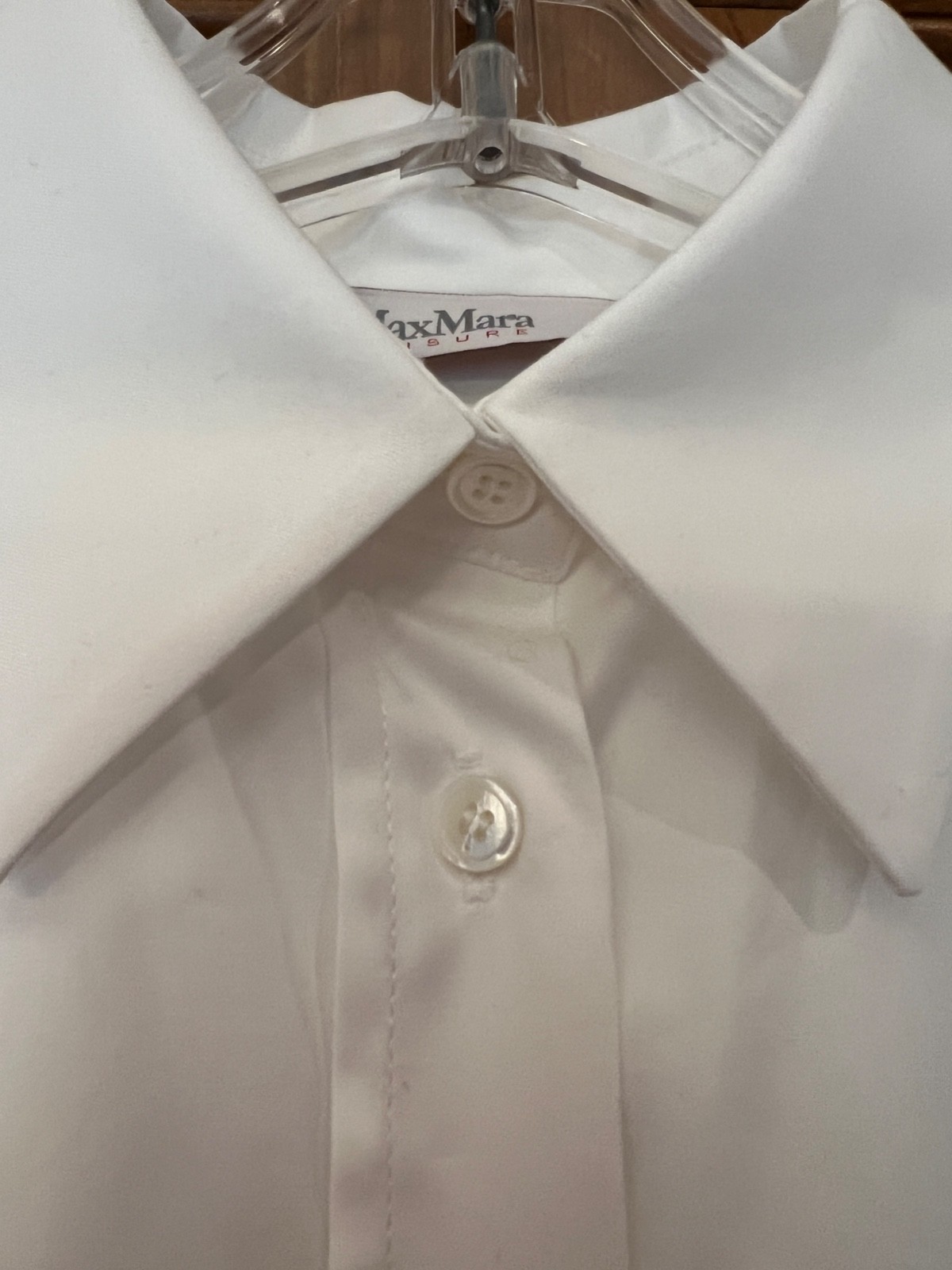 Max Mara Leisure White Cotton Lyocell Rispoli Button Down Shirt EUC 6