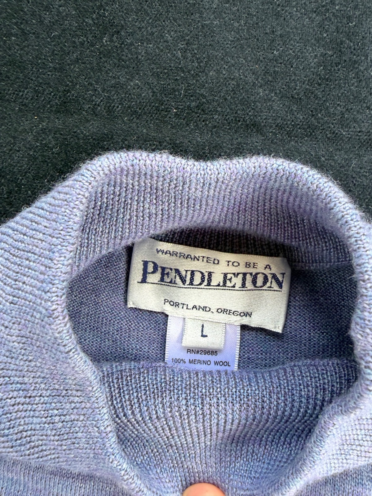 Pendleton blue merino wool mock T-neck knit top-L-unworn*