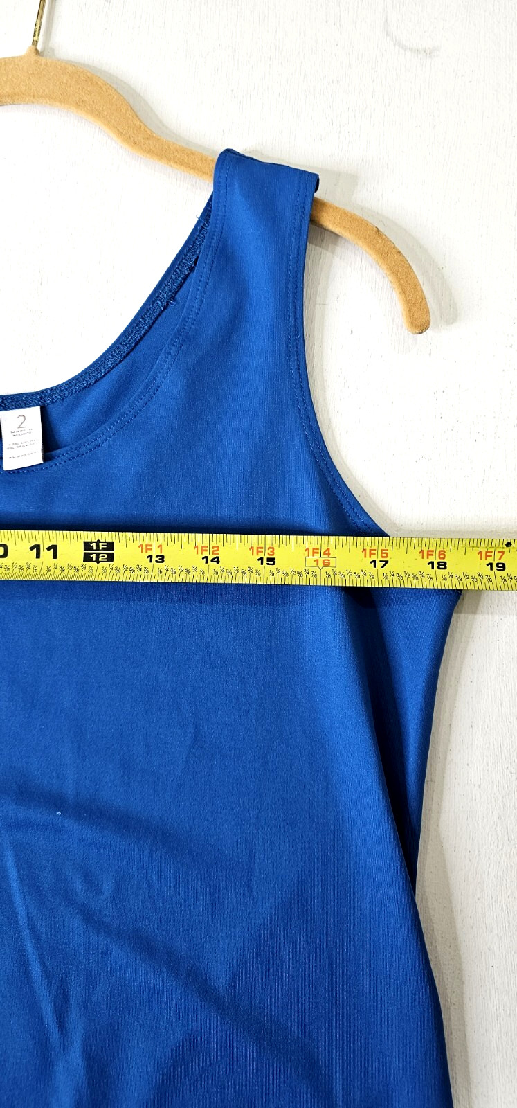 Chicos top blouse sleevless stretch size 2 blue nylon spandex blend