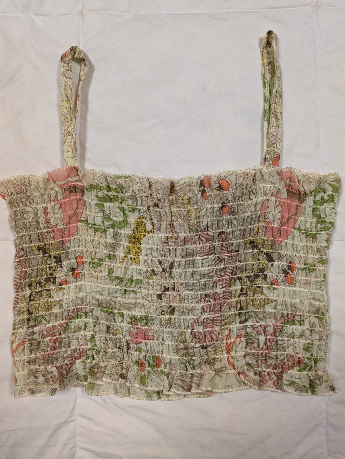 Vintage Tube Top Strawberries, Tigers And Floral Print Sz Sm 1970s/1980s
