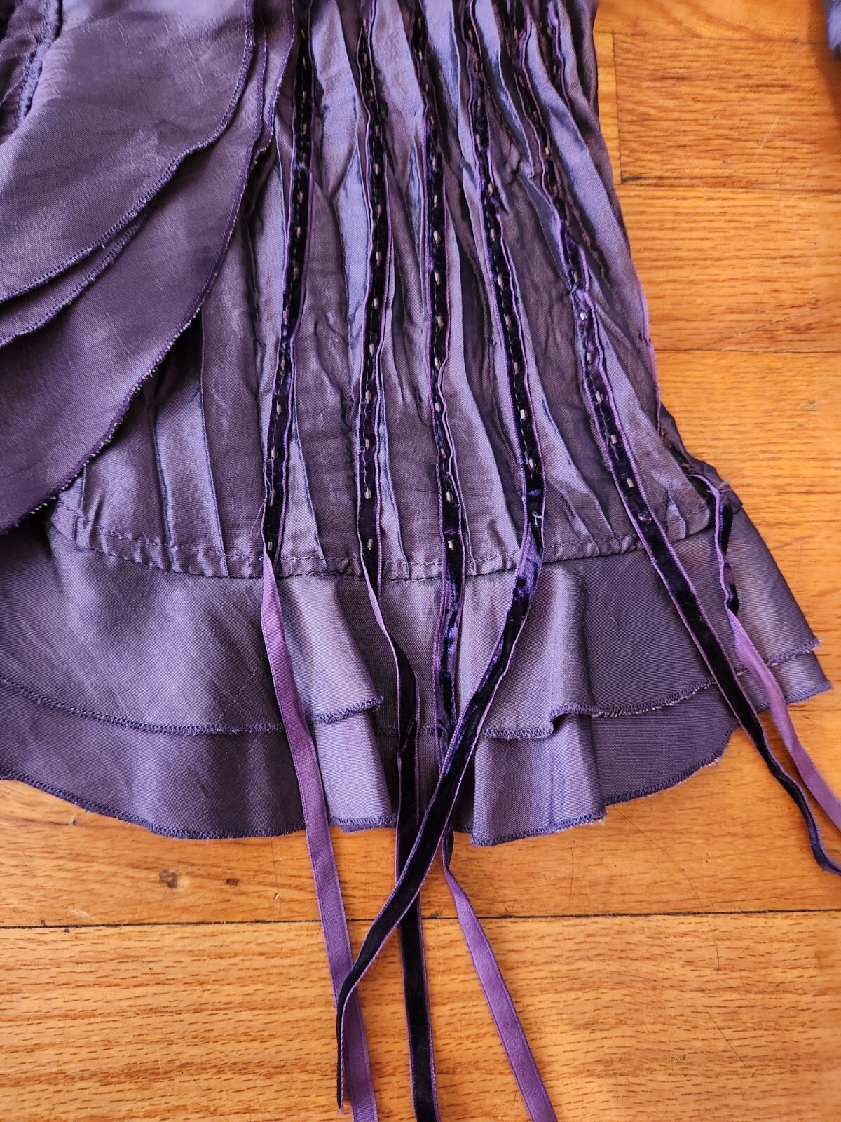 Vintage Y2K Agora Purple Crinkle Frill Fairy Whimsygoth Blouse Size P XL