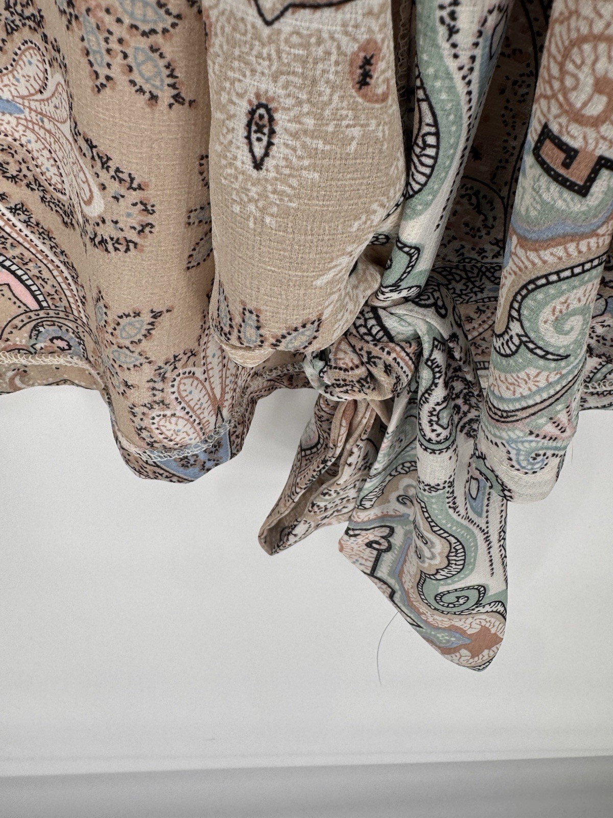 I Love Wrap Top Size Small Medium Paisley Print Long Sleeve Pastel Bohemian Chic