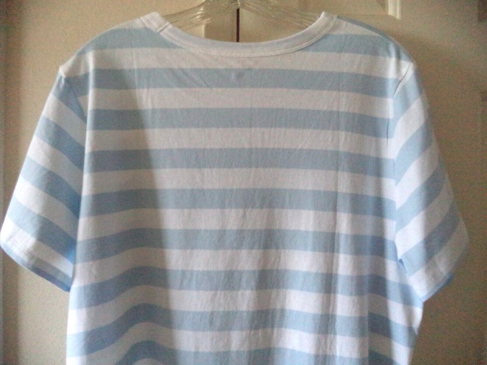 Old Navy Sky Blue Light Blue & White Striped T-shirt Knit Top 18 20 22 2X XXL