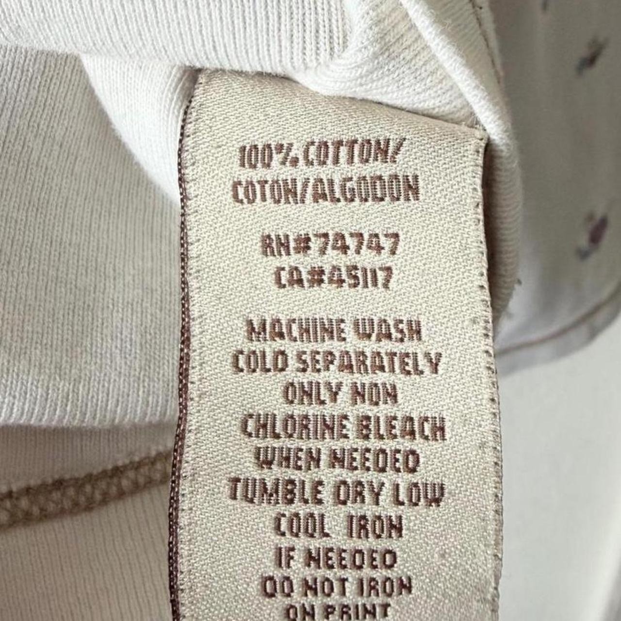Natural Reflections Cream Floral Henley Long Sleeve Shirt Size M Cottagecore