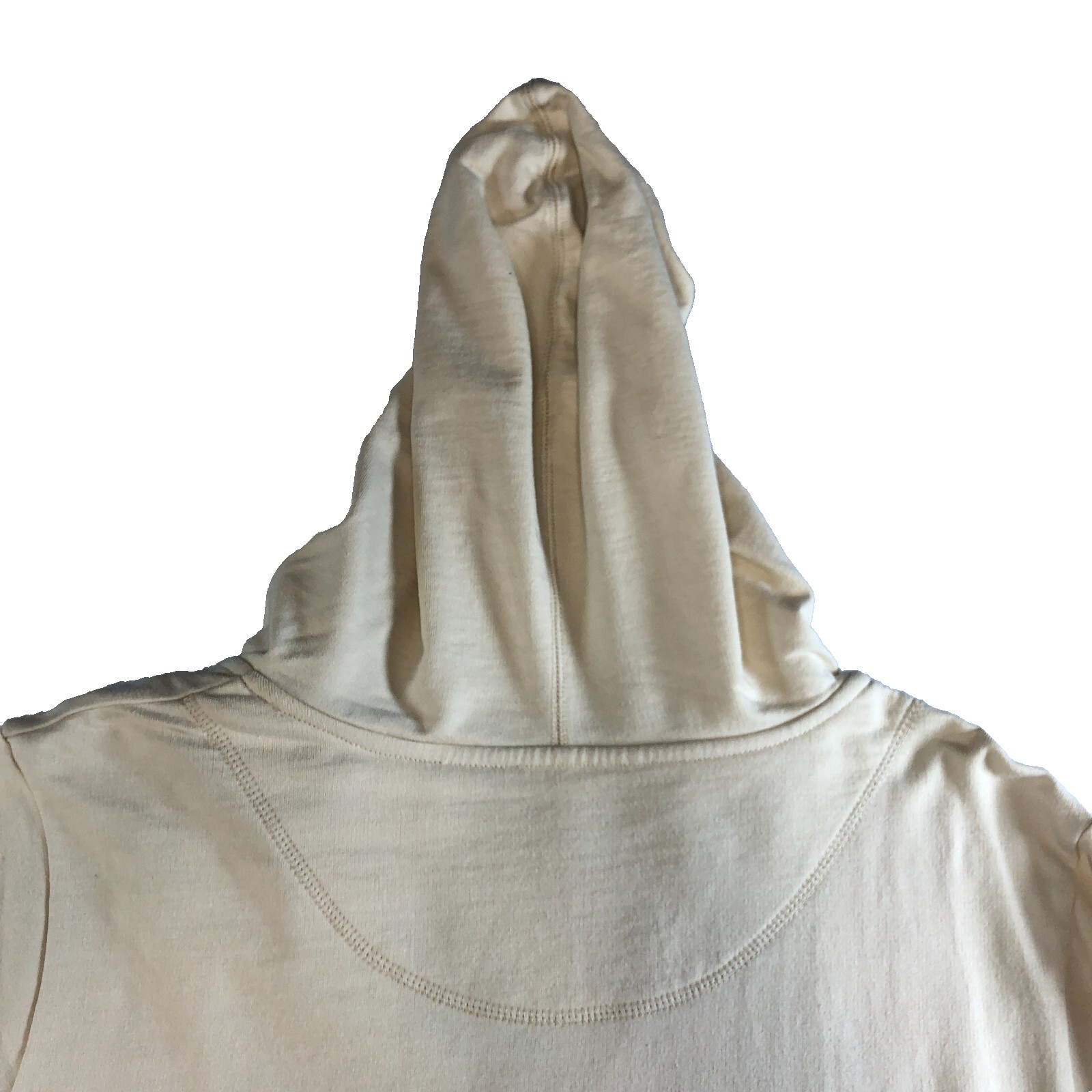 Sunberry Womens Hooded Tunic Top Sz M Beige Painted Flowers 3/4 Sleeves NWOT