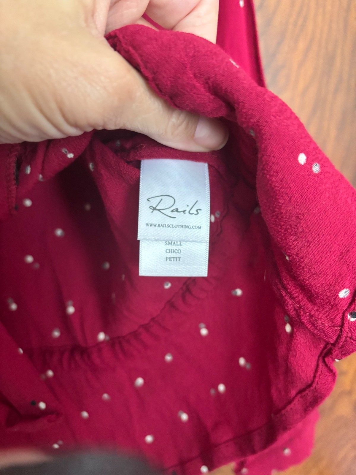Rails Beaux Rouge Offset Dot Rayon Blouse Small