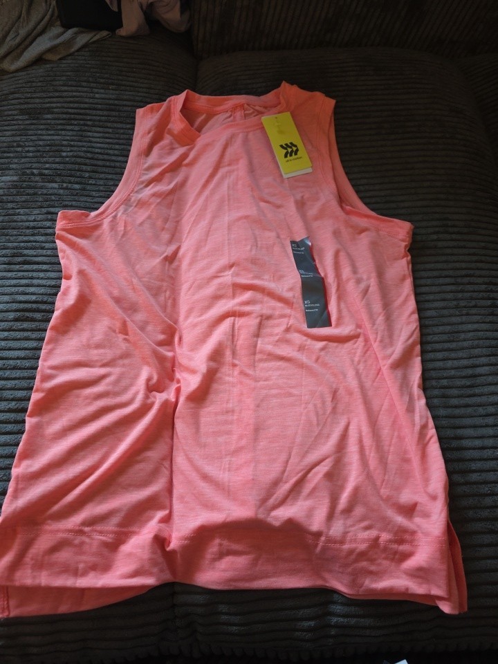 ALL IN MOTION Womens Pink Crew Neck Relaxed Fit Hip Length Tank Top size Xs NWT