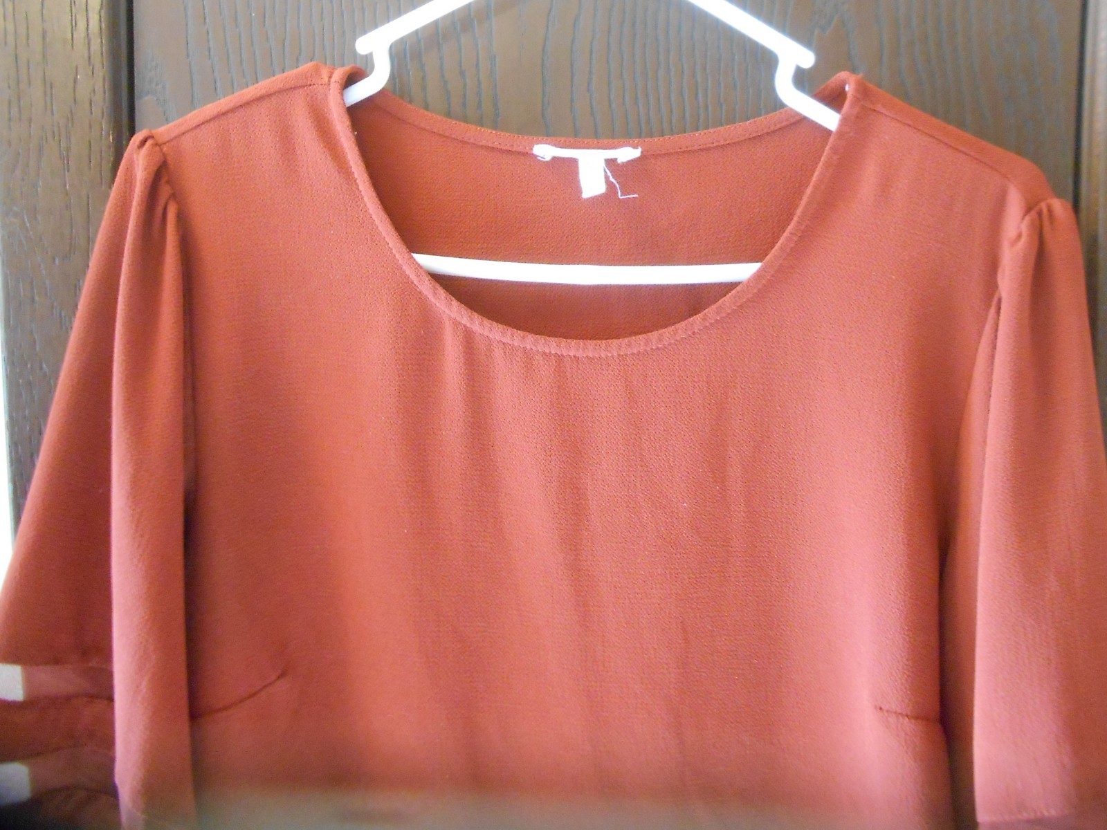 WOMEN’S MAURICES ELBOW SLEEVE BROWN CHIFFON BLOUSE SIZE L