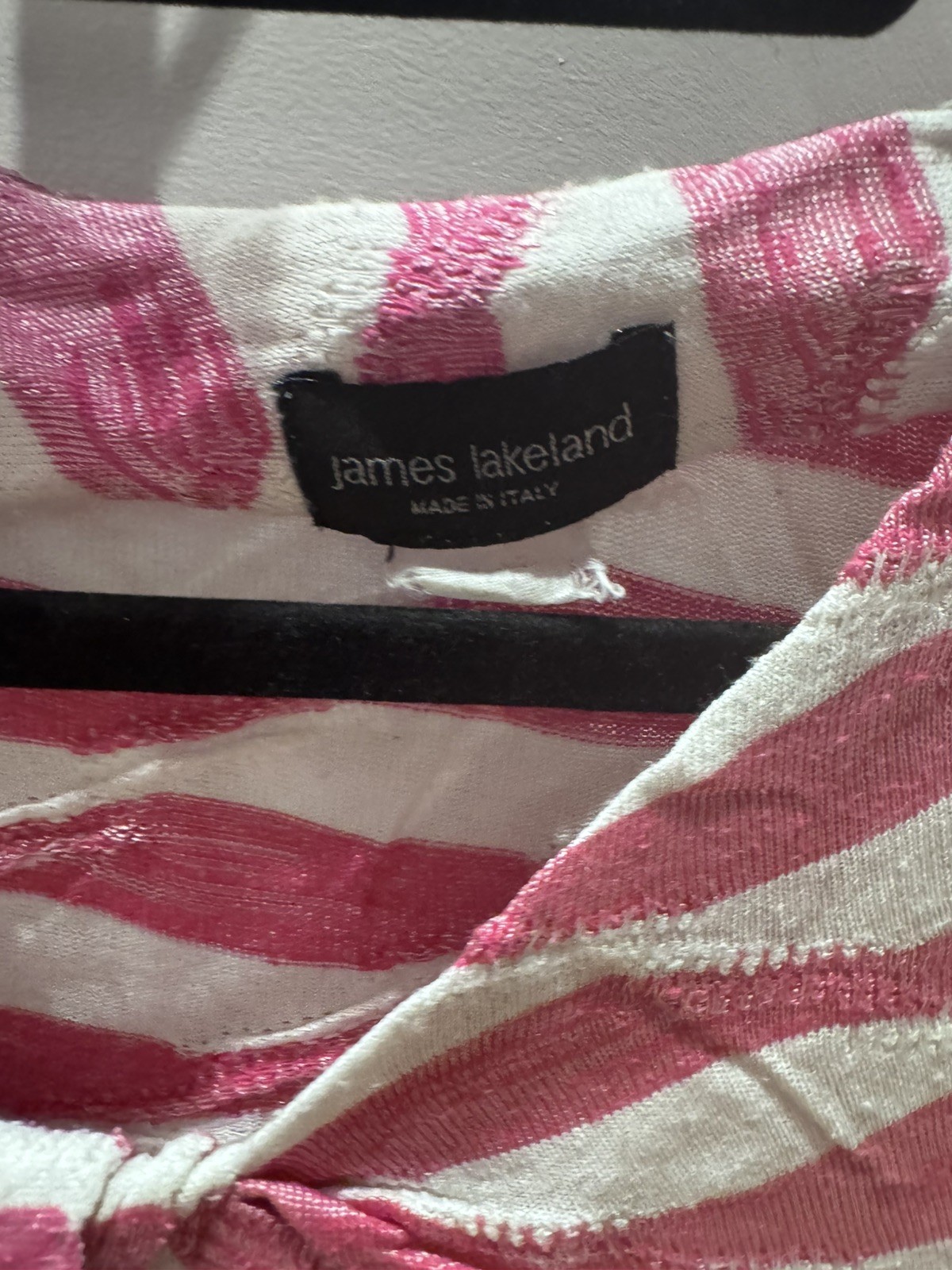 Women’s James Lakeland Pink And White Stripe Top With 3/4 length sleeves