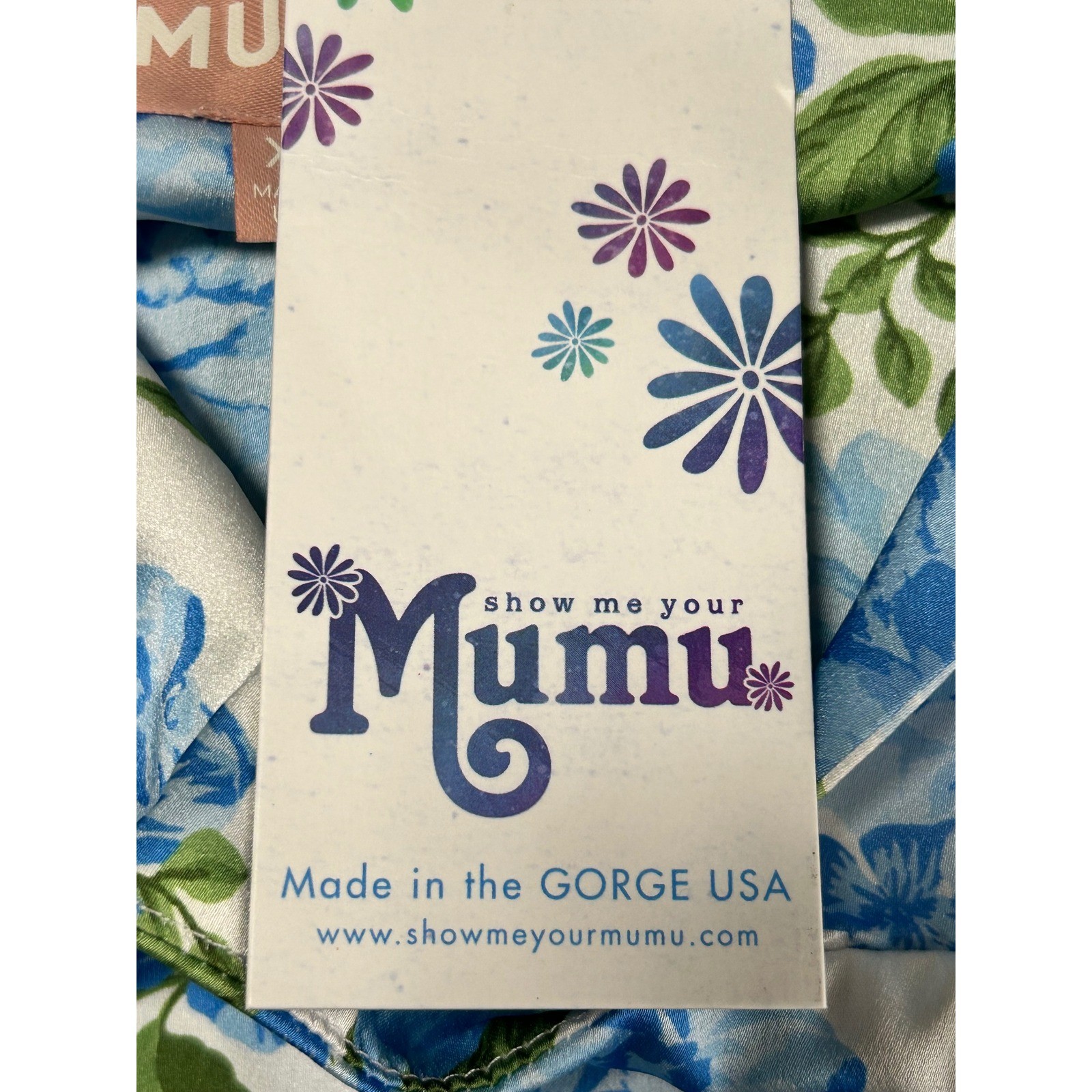 Show Me Your Mumu Blue Floral Tie Shoulder Tank Top XS Hydrangea