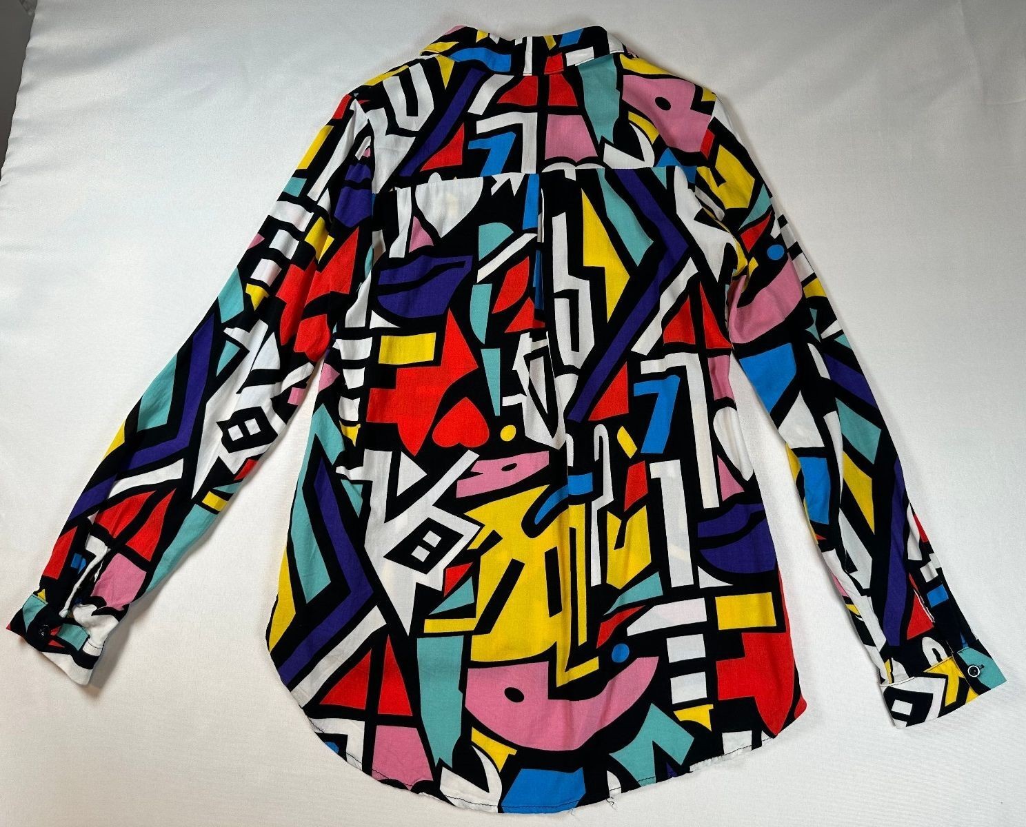 Vintage Big Dart Womens Abstract Geometric Button Down Shirt Sz Small (062)