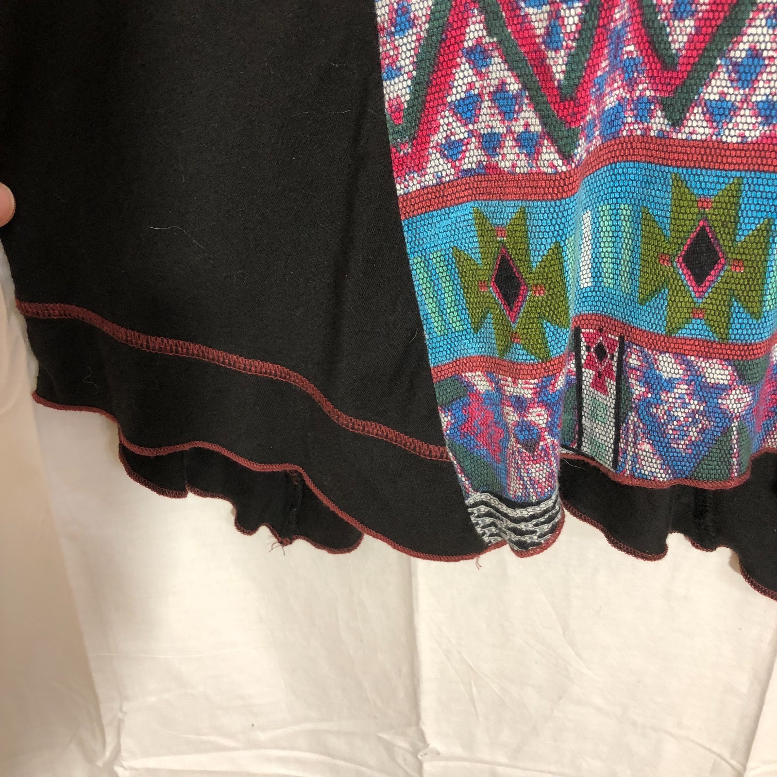 Parsley & Sage Womens Lagenlook Artsy Boho Mixed Media Patchwork Tunic Top Sz M