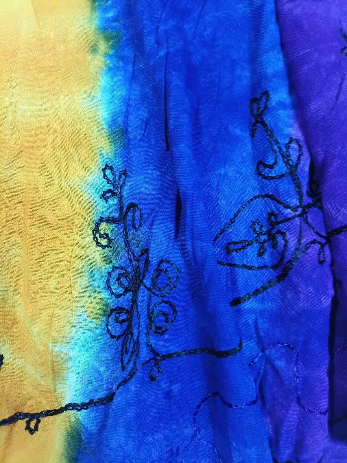 Cute Options Women’s Tie Dye Tunic Top Purple Orange Embroidered Sleeveless Boho