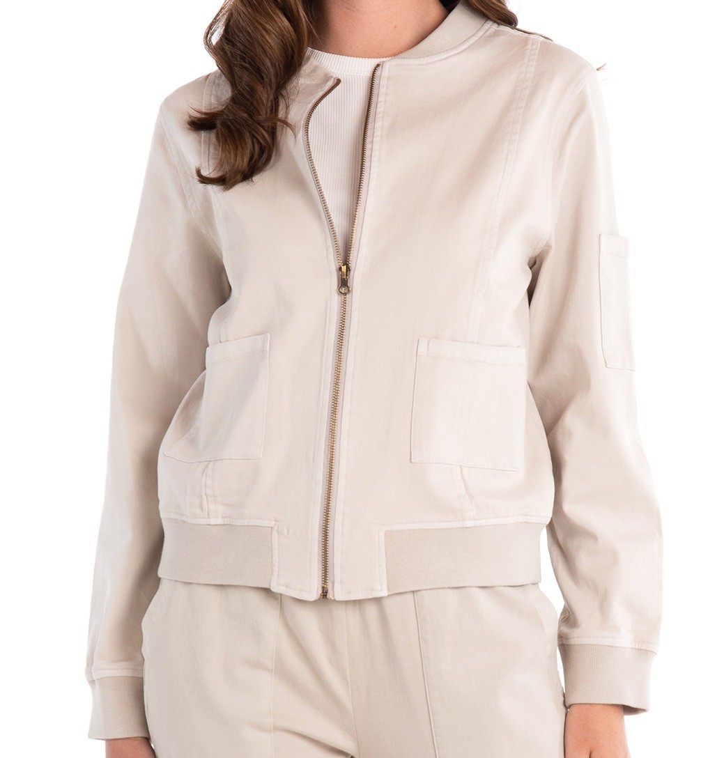 Fresh Produce xs cloud gray $98 stretch cotton Priya pockets zip jacket nwt xs