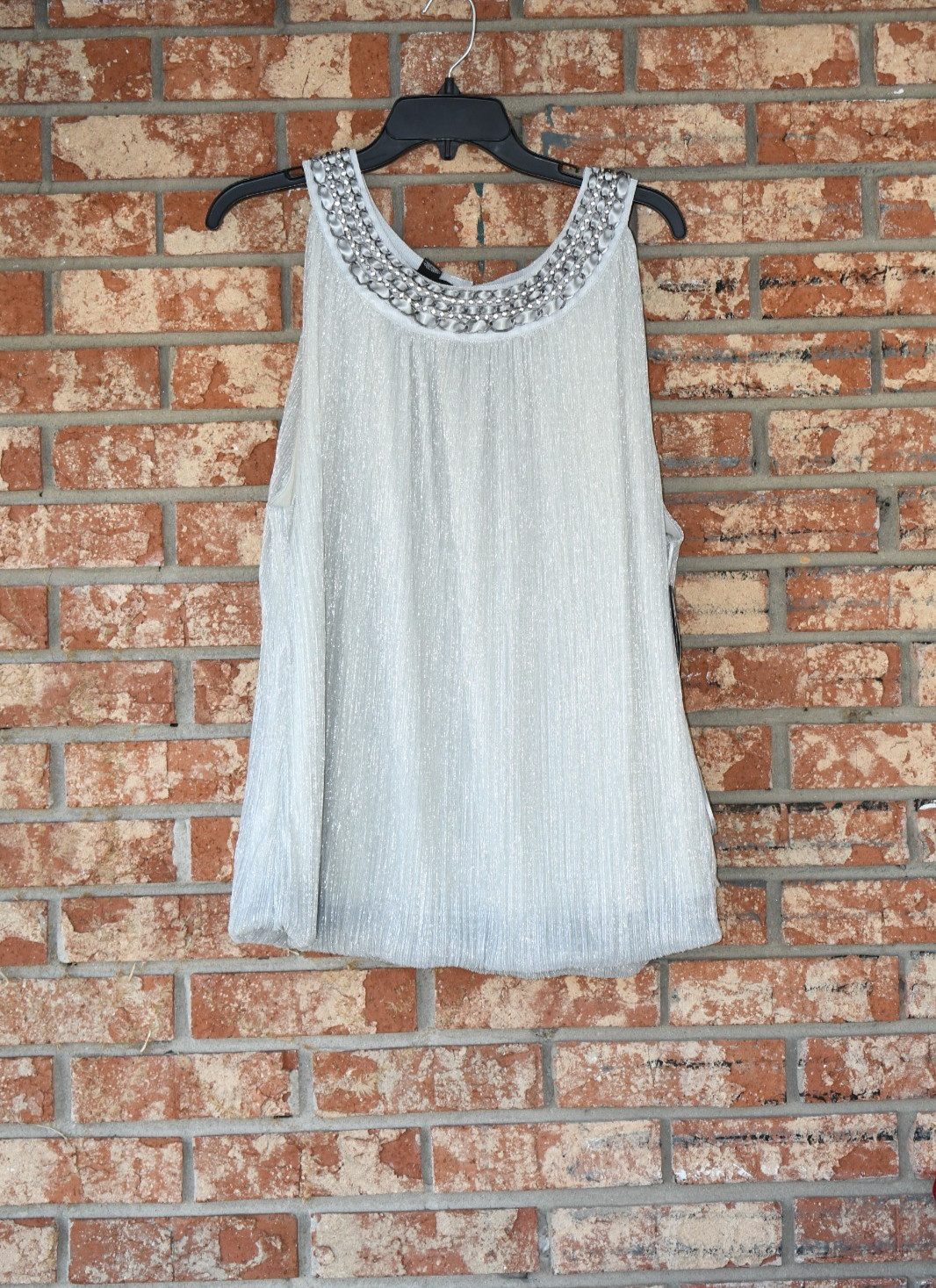 Alfani Woman Silver Shimmery Sleeveless Top Size 3X NWT
