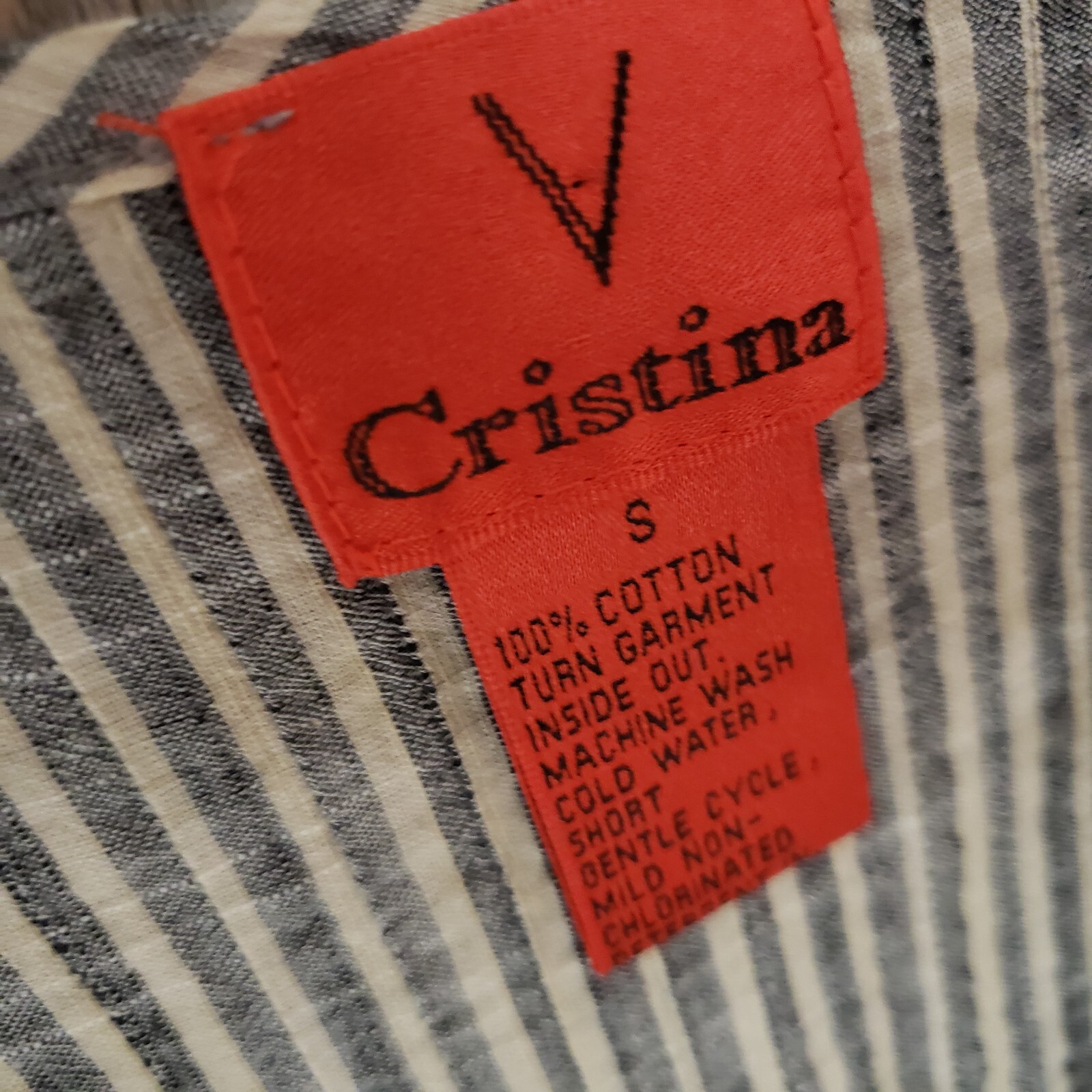 V Cristina Top Gray Stripe Lace Crochet Boho Cottage Indie Artsy Whimsigoth Sz S