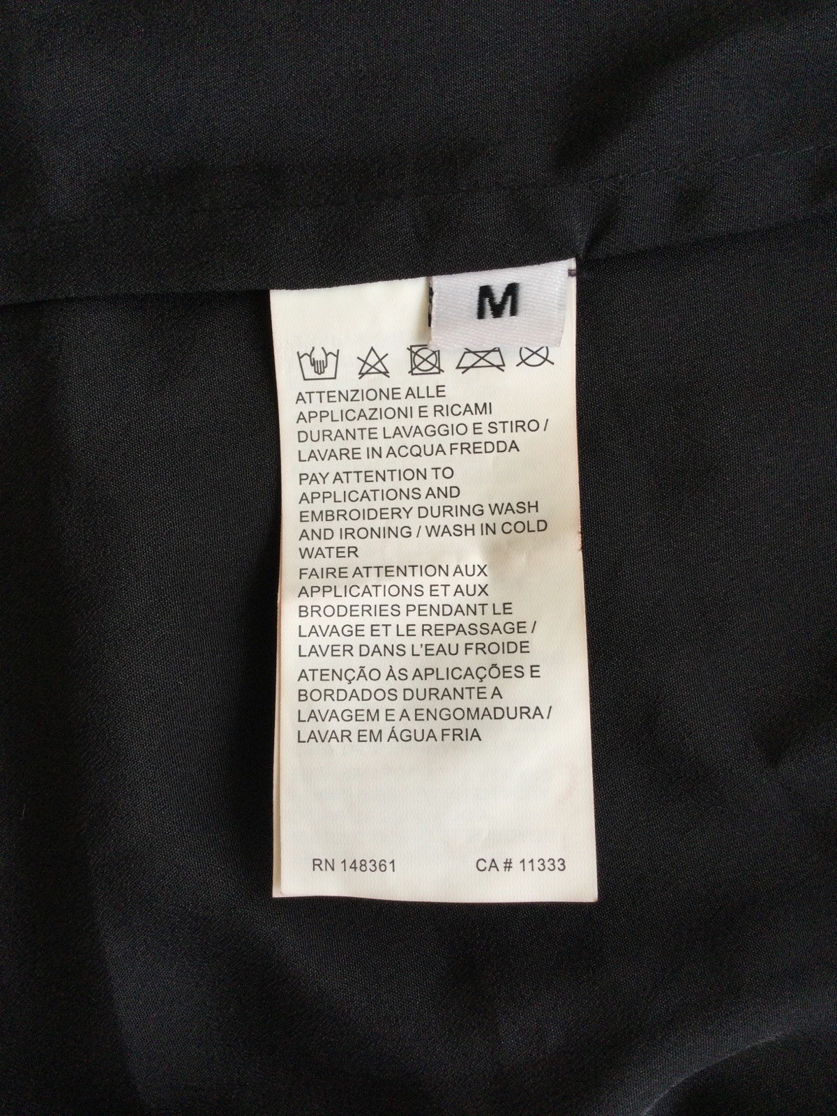 Pinko Black Vitro/Glass Embellished Mesh Top Size M