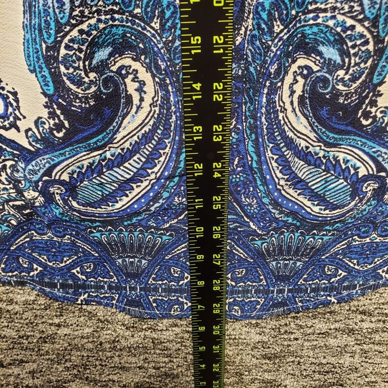 Fig & Flower Peasant Tunic Blouse Women Large Blue Paisley Crochet Back Boho Top