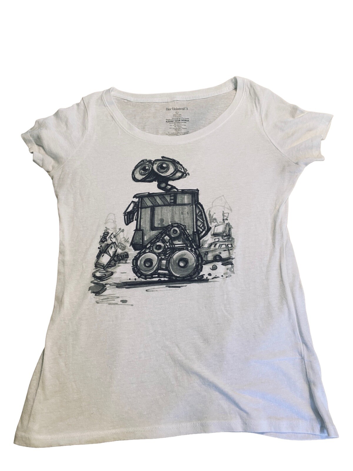 her universe WALL E juniors top white & black Large Bust 36”