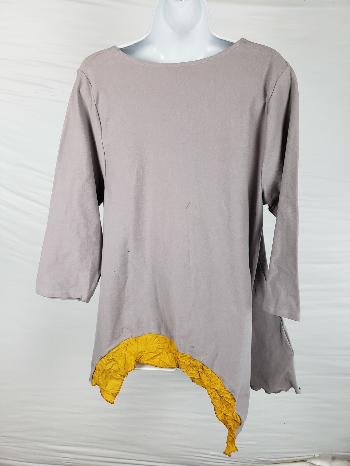 Noblu Asymmetrical Purple Gold Cotton Poly Size XL Lagenlook Top