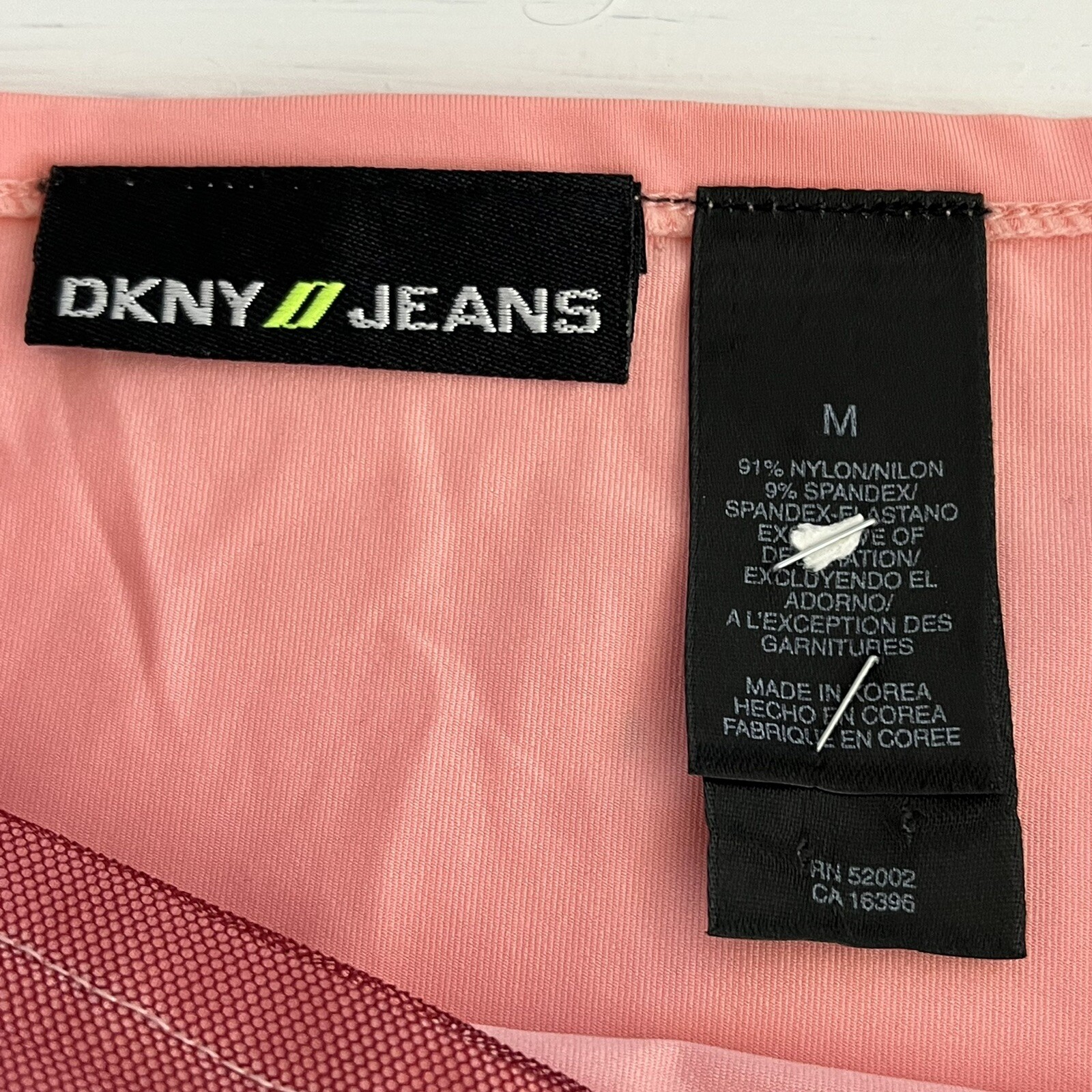 DKNY Jeans Dusty Rose Mesh Tank Top Sz M Sleeveless Floral Applique Sheer