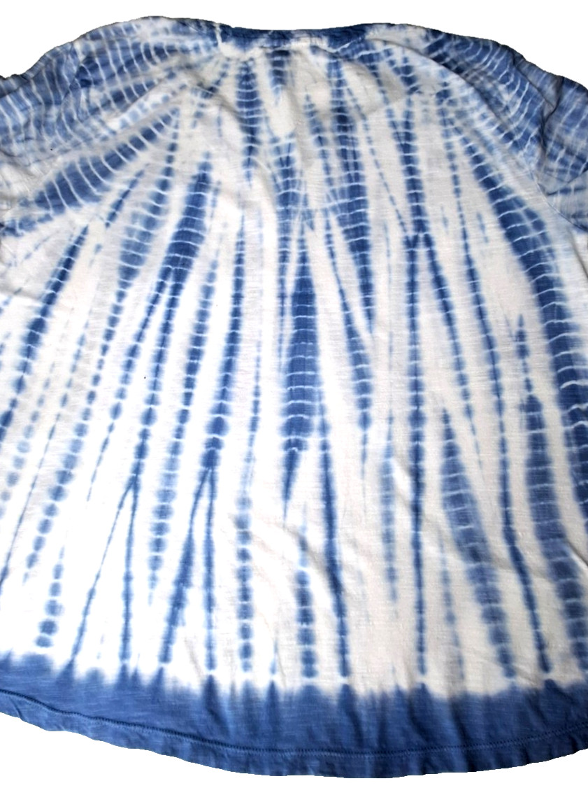 STYLE & CO. Womens Top SIZE L Long Sleeve Tie Dye Henley Multicolor Cotton