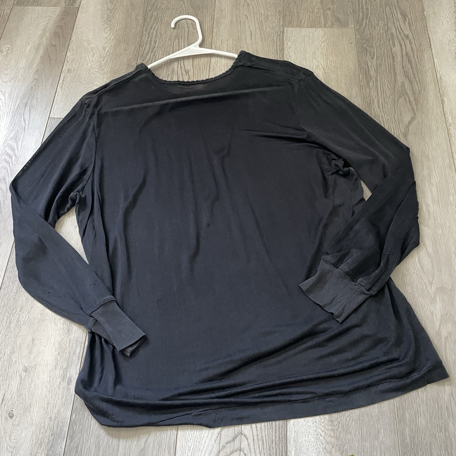 Wintersilks Base Layer Shirt silk sheer long sleeve shirt womens Black (size 1x)
