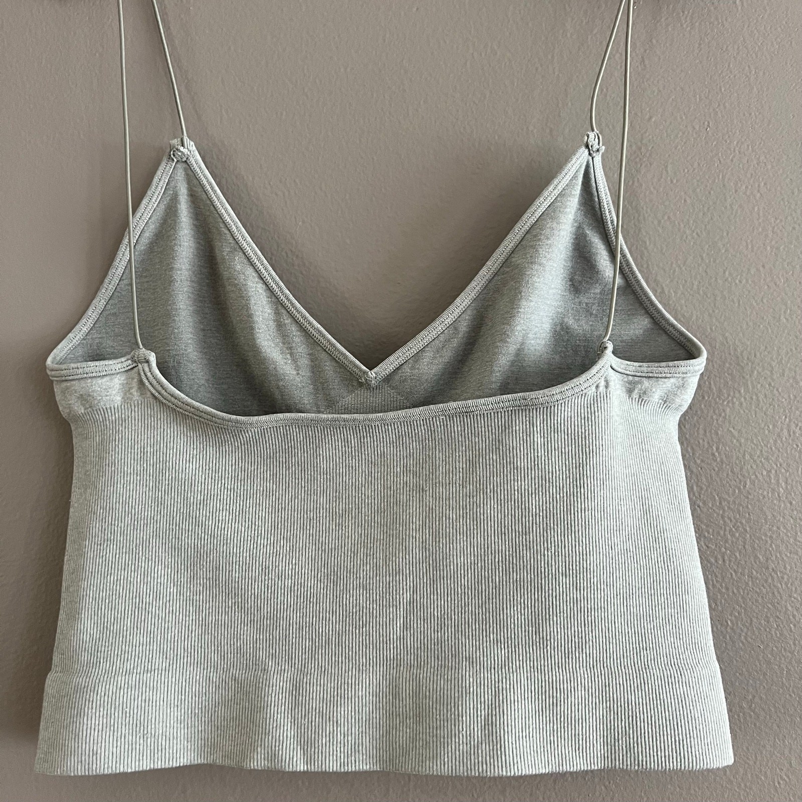 Free People Intimately Seamless Brami Tank Top XS/S Gray Elastic Strap Crop Cami