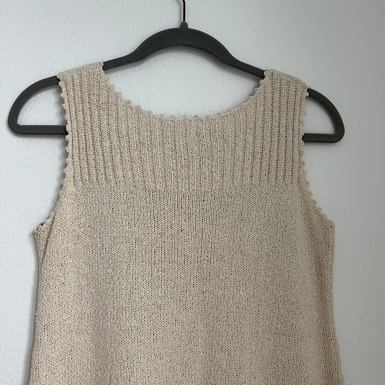 J.Jill Cream Silk Linen Blend Sleeveless Sweater Tank XS Minimalist Boho Vanilla