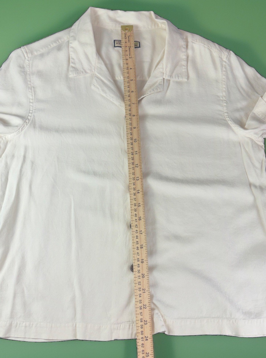 Vintage Caribbean Joe Womens Large Cream Resort Blouse Coconut Buttons Silky