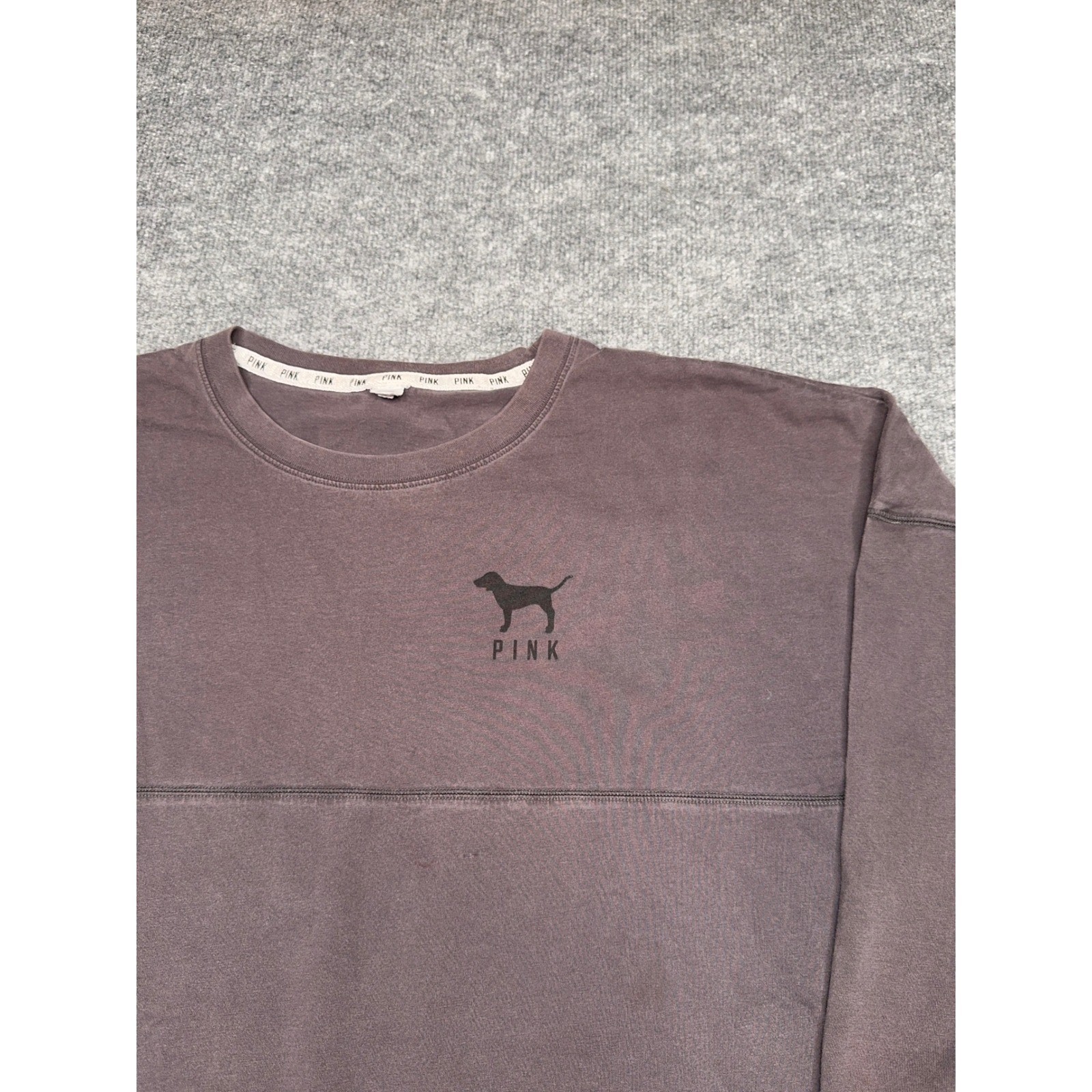 PINK Victoria’s Secret Spirit Jersey Women L Faded Plum Leopard Print Good Logo