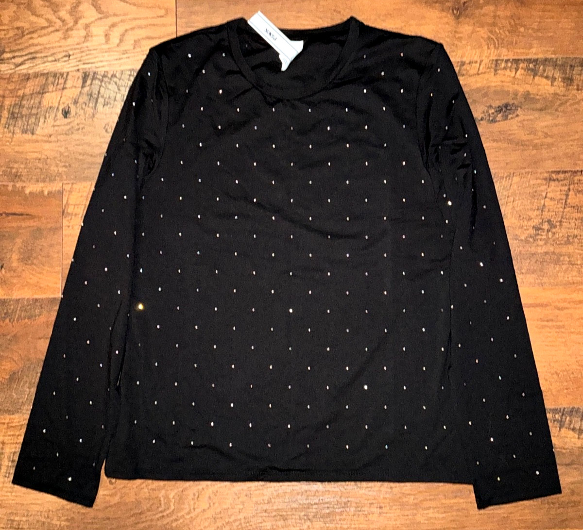 Victoria’s Secret Pink Bling Rhinestones Base Stretch Long Sleeve Tee Shirt L XL