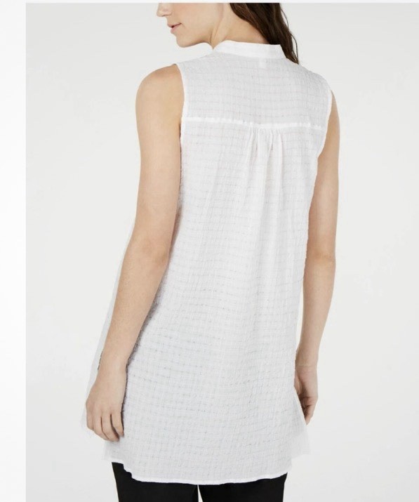 NWT Eileen Fisher organic Cotton Voile mandarin style Top L/G