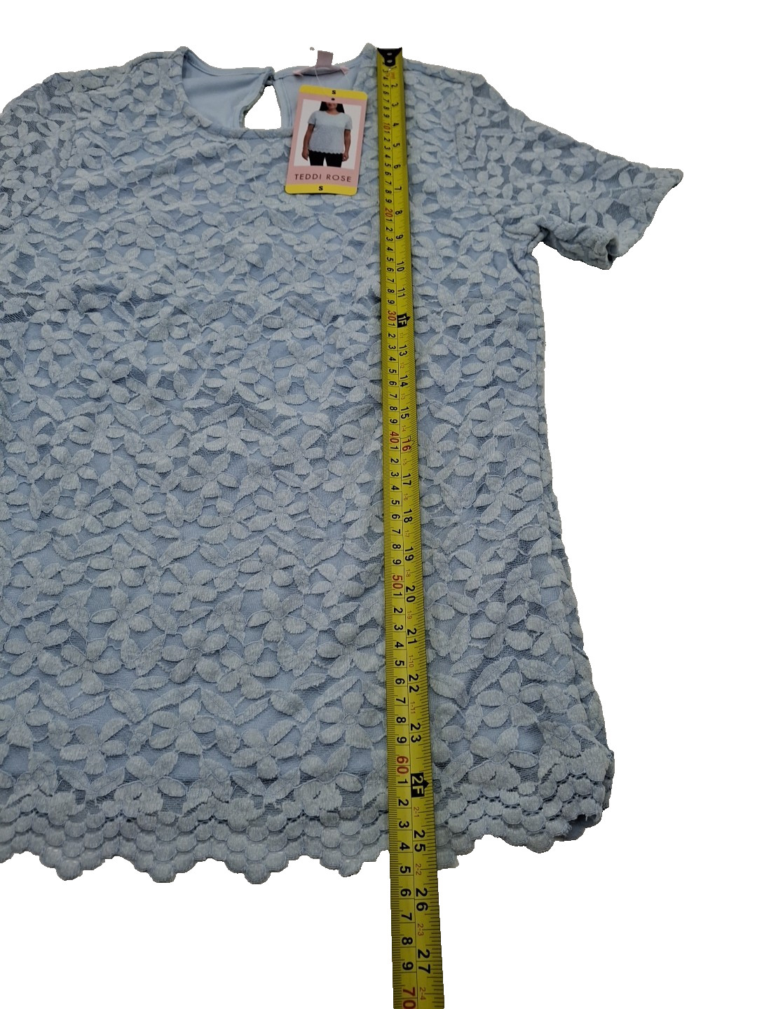 Teddi Rose Women’s Crewneck Short Sleeve Blouse, Light Blue, Size: Small, New