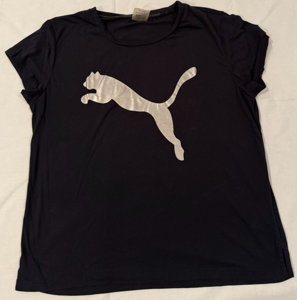 Women’s PUMA Urban Sports Logo T-Shirt. Size XL. Black/Silver