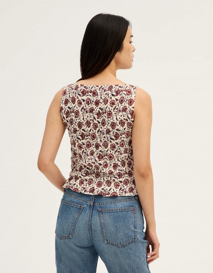 Madewell Women’s Smocked Boatneck Sleeveless Top, vanilla (NEW)