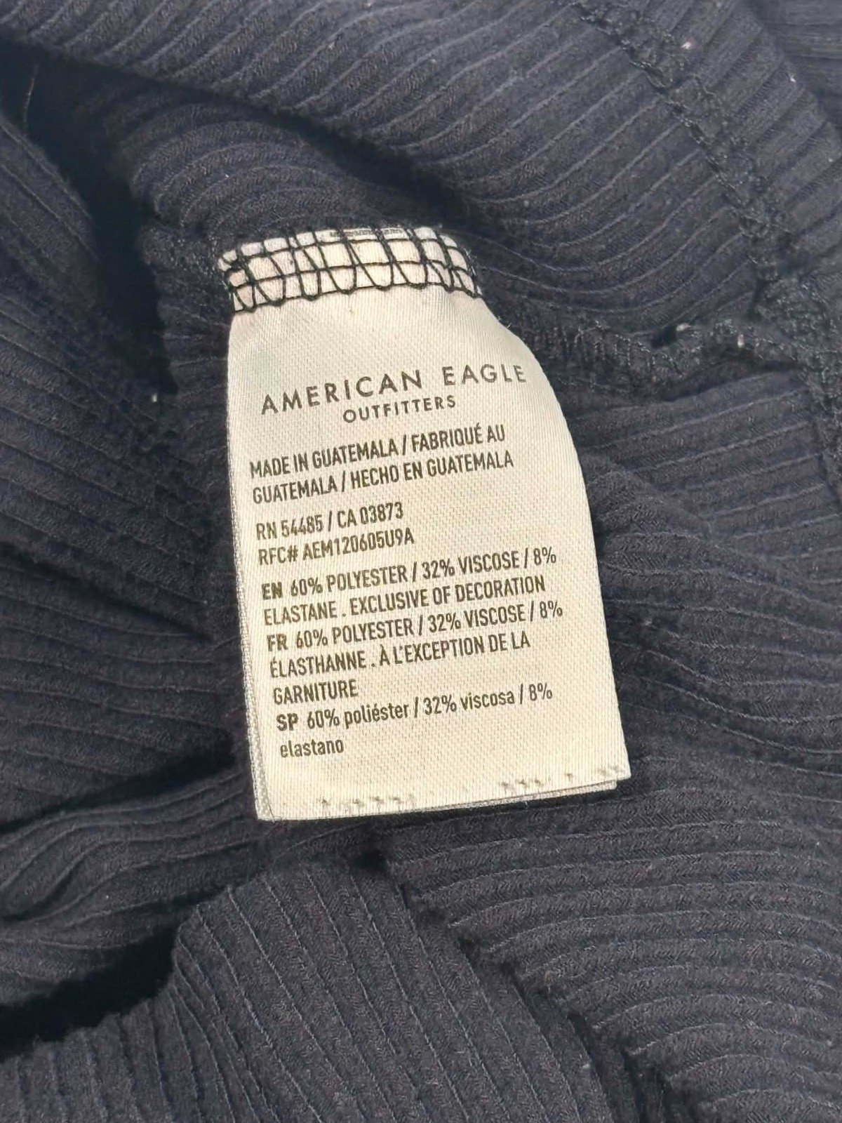 American Eagle Ribbed Lace-strap Crop Top Teen’s XL Navy Blue Summer Casual