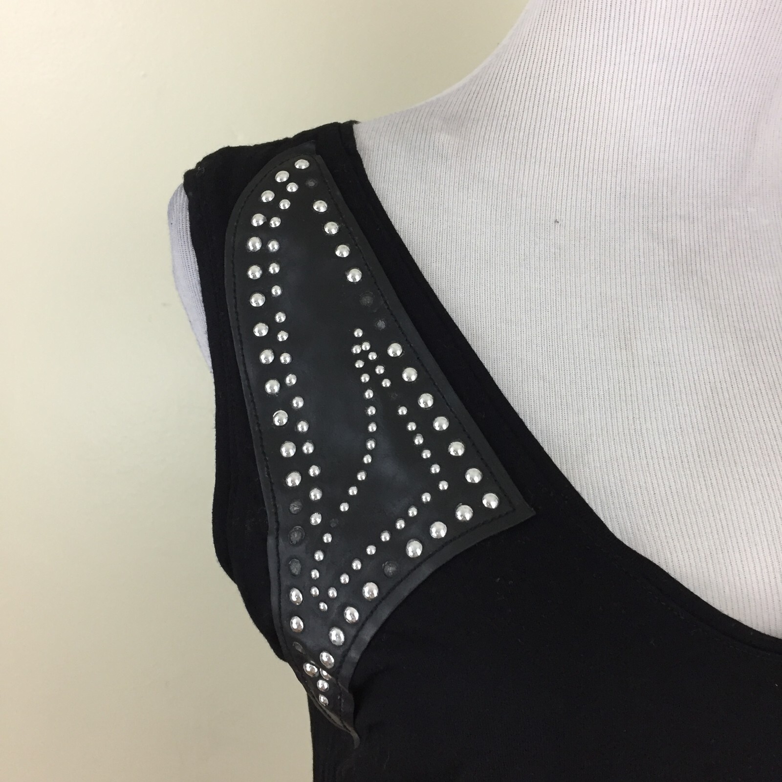 ZARA W&B Collection Men’s sz Small Black Silver Studded Shoulder Straps Top