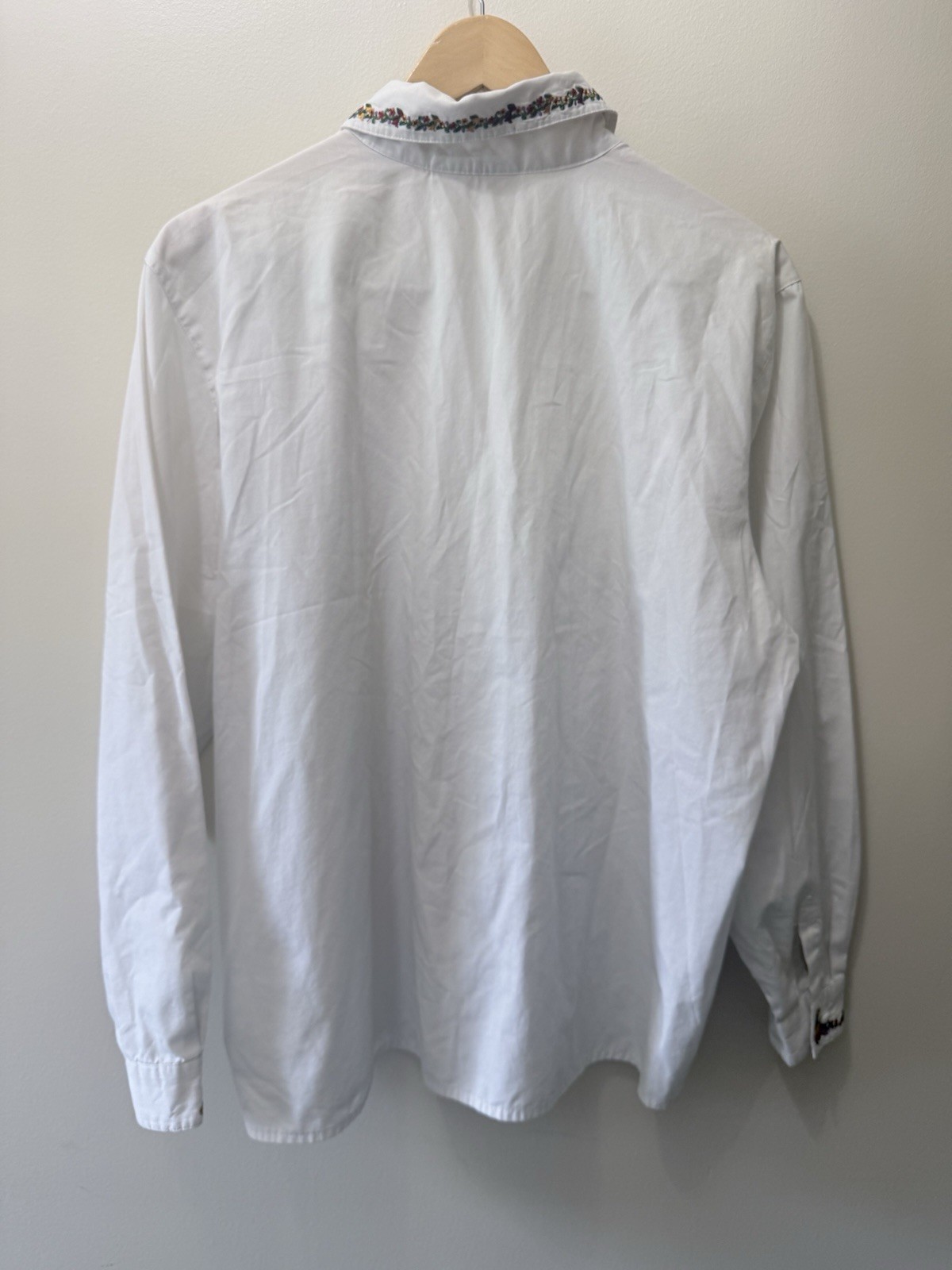Vintage 90s Fall Pumpkin Floral Embroidered Collar Shirt Button Up Office XL