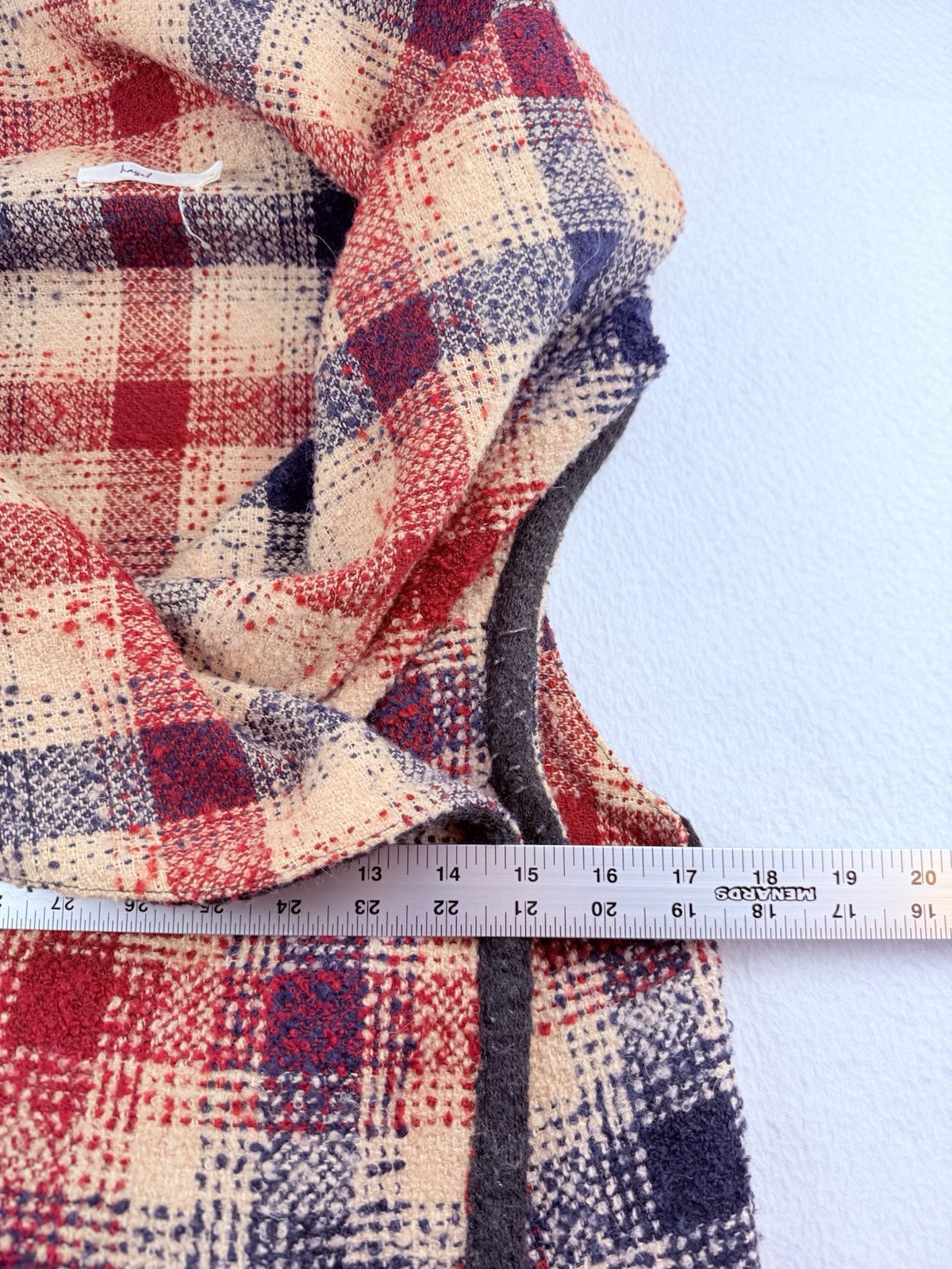 Hazel Anthro Shawl Collar Blanket Wrap Plaid Vest Boho Art To Wear Sz S