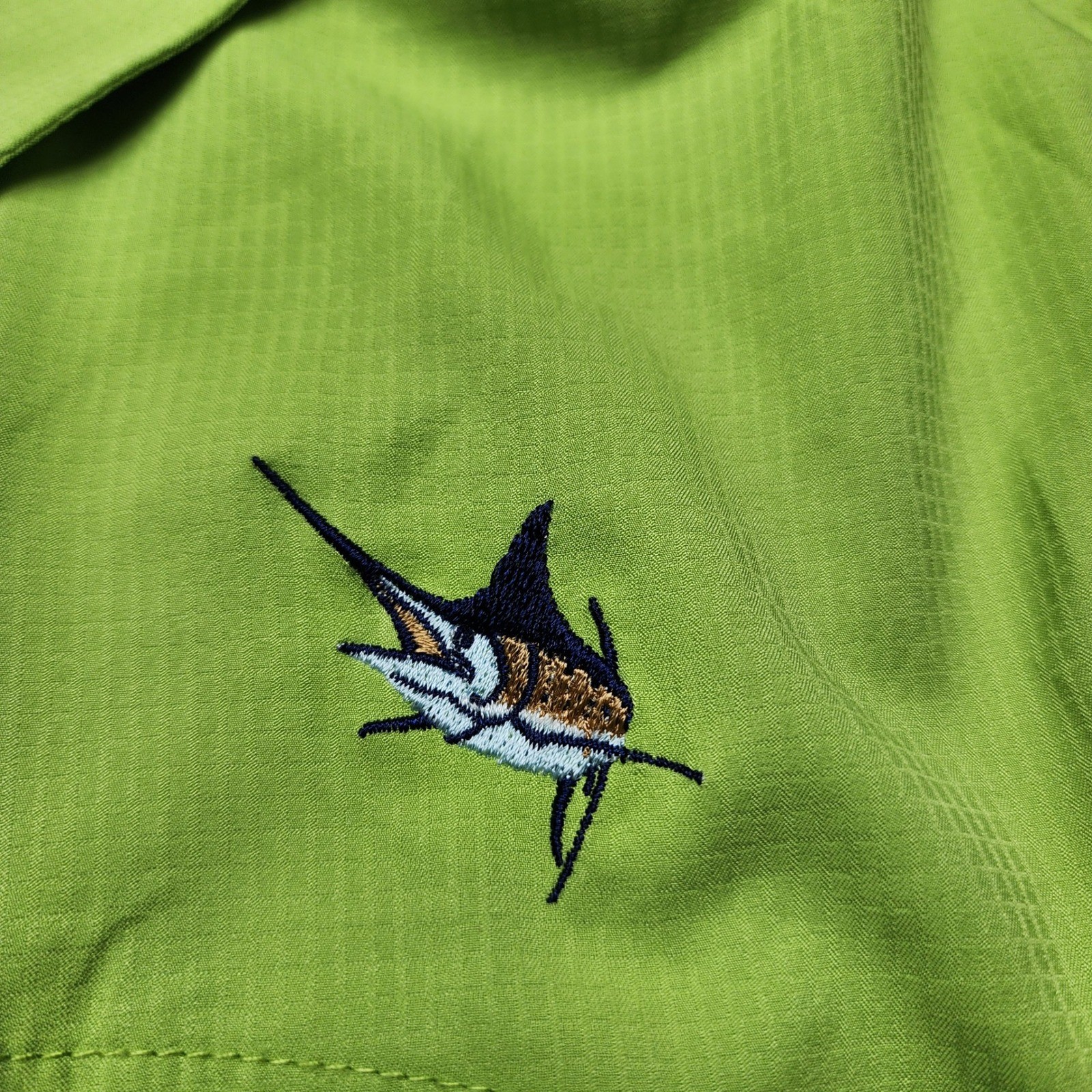 Guy Harvey AFTCO Fishing Shirt Womens Large Lime Green Marlin Embroidered L/S