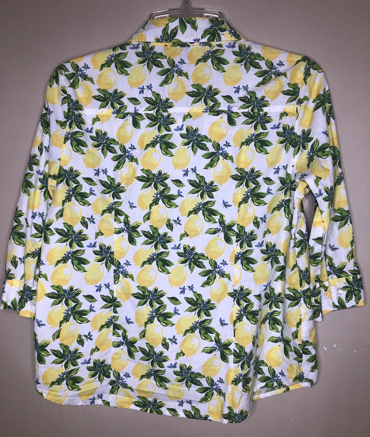 Lemon Shirt by Chadwick’s of Boston 14P White Yellow Green 3/4 Sleeve Collar