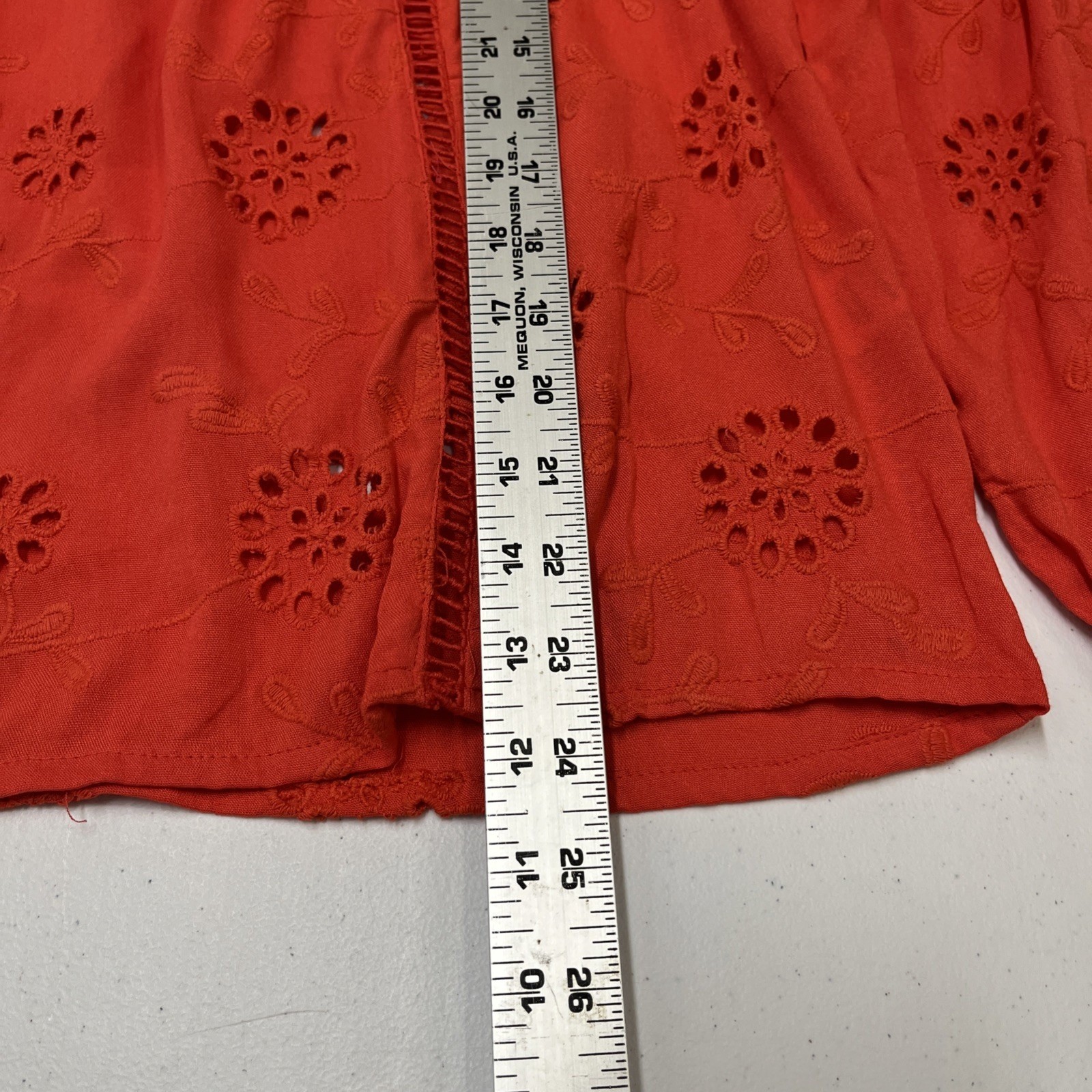 Nicole Miller Artelier Red Floral Eyeless Crochet Ruffle M Feminine Romantic