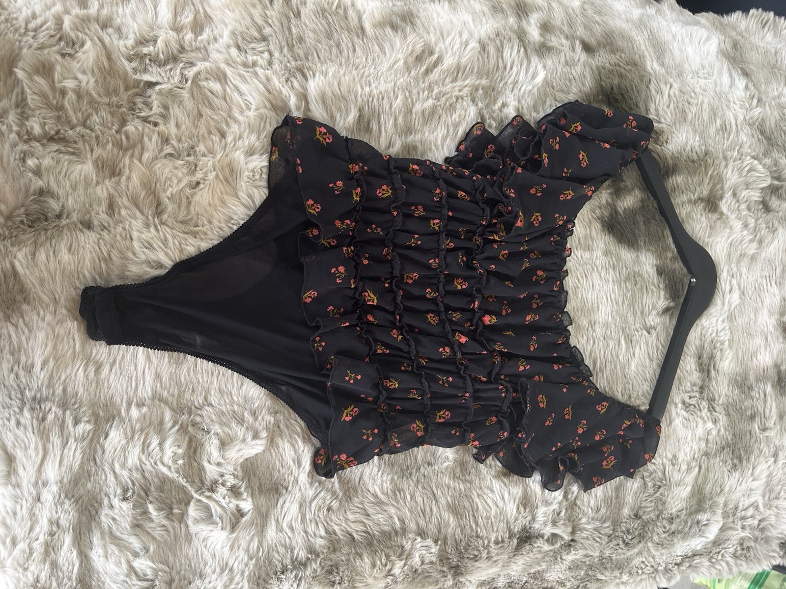 Intimately Free People Floral Off-the-Shoulder Smocked Bodysuit Size M
