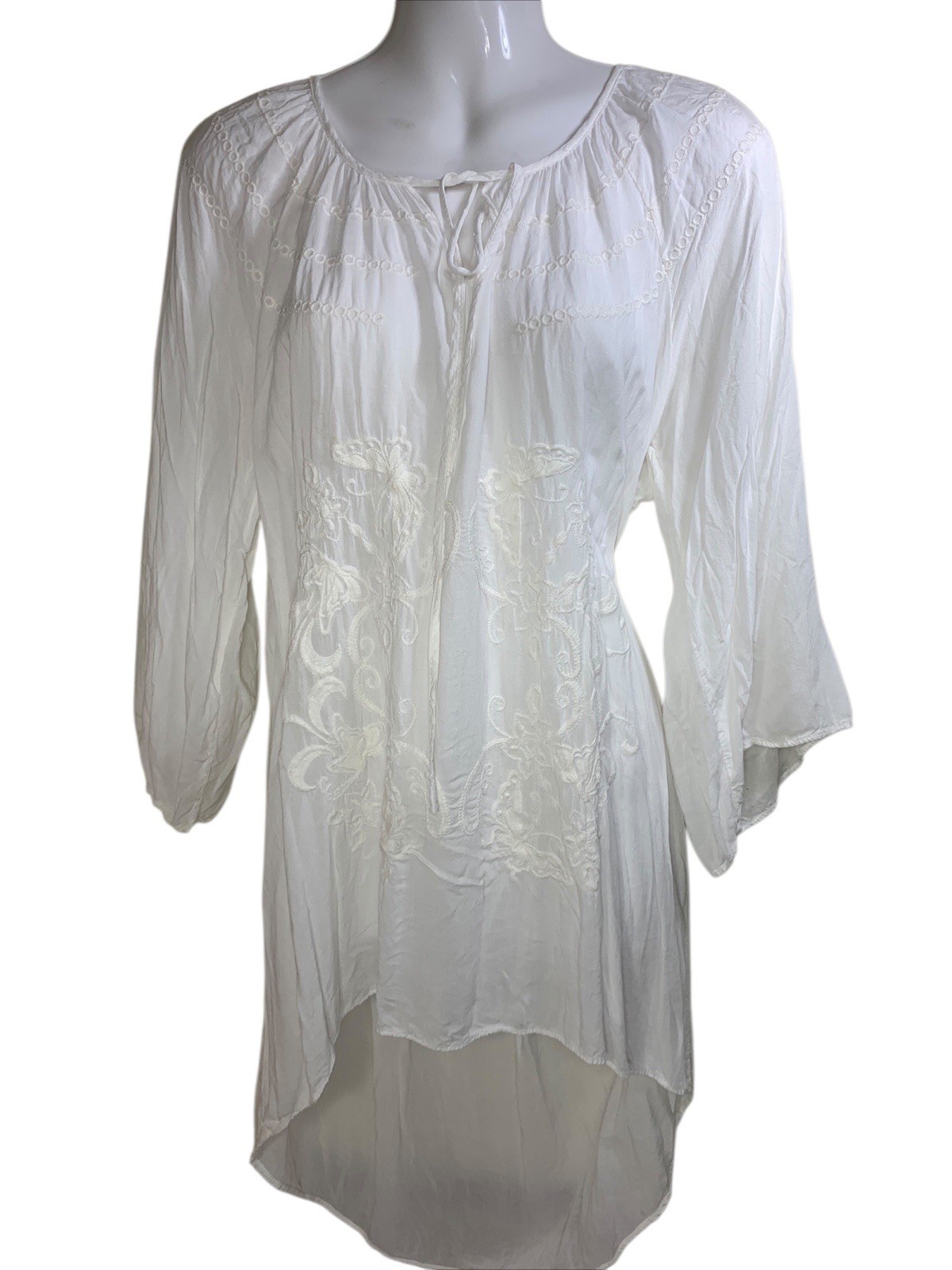 Sacred Threads Semi Sheer Tunic Top XL Butterfly Boho Hippie Costal Fairy Nature
