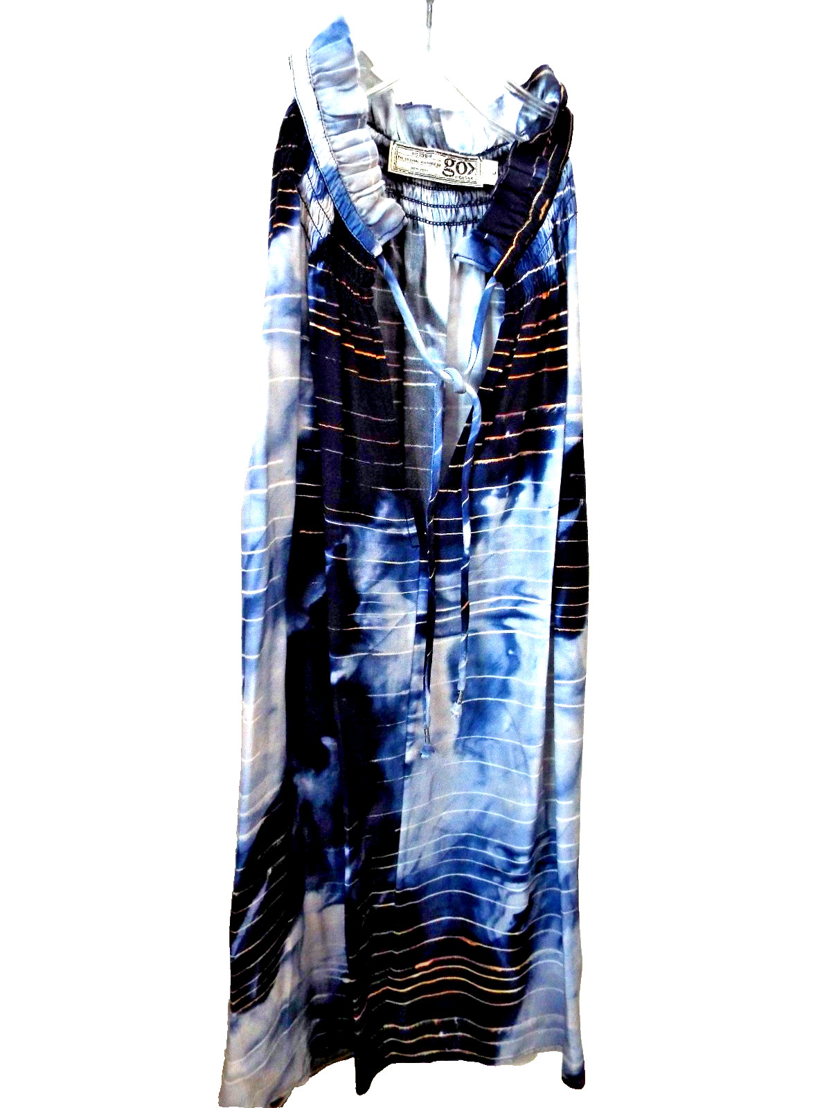 NEW***GO SILK Sz L washable silk TOP blue multi!!