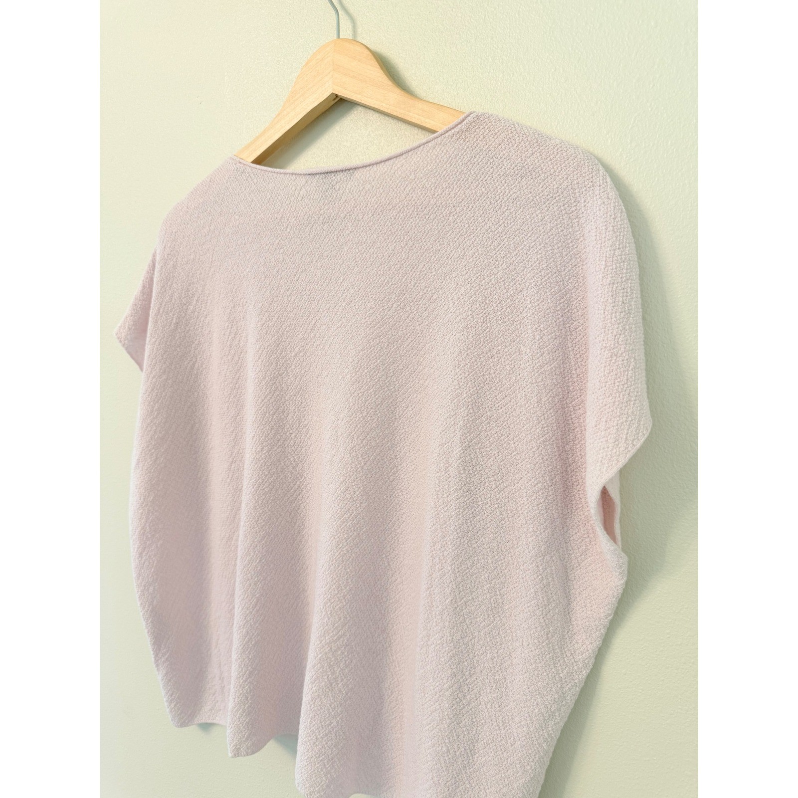 Eileen Fisher Merino Wool Crepe Boxy Top L Crystal Pink Italian Yarn