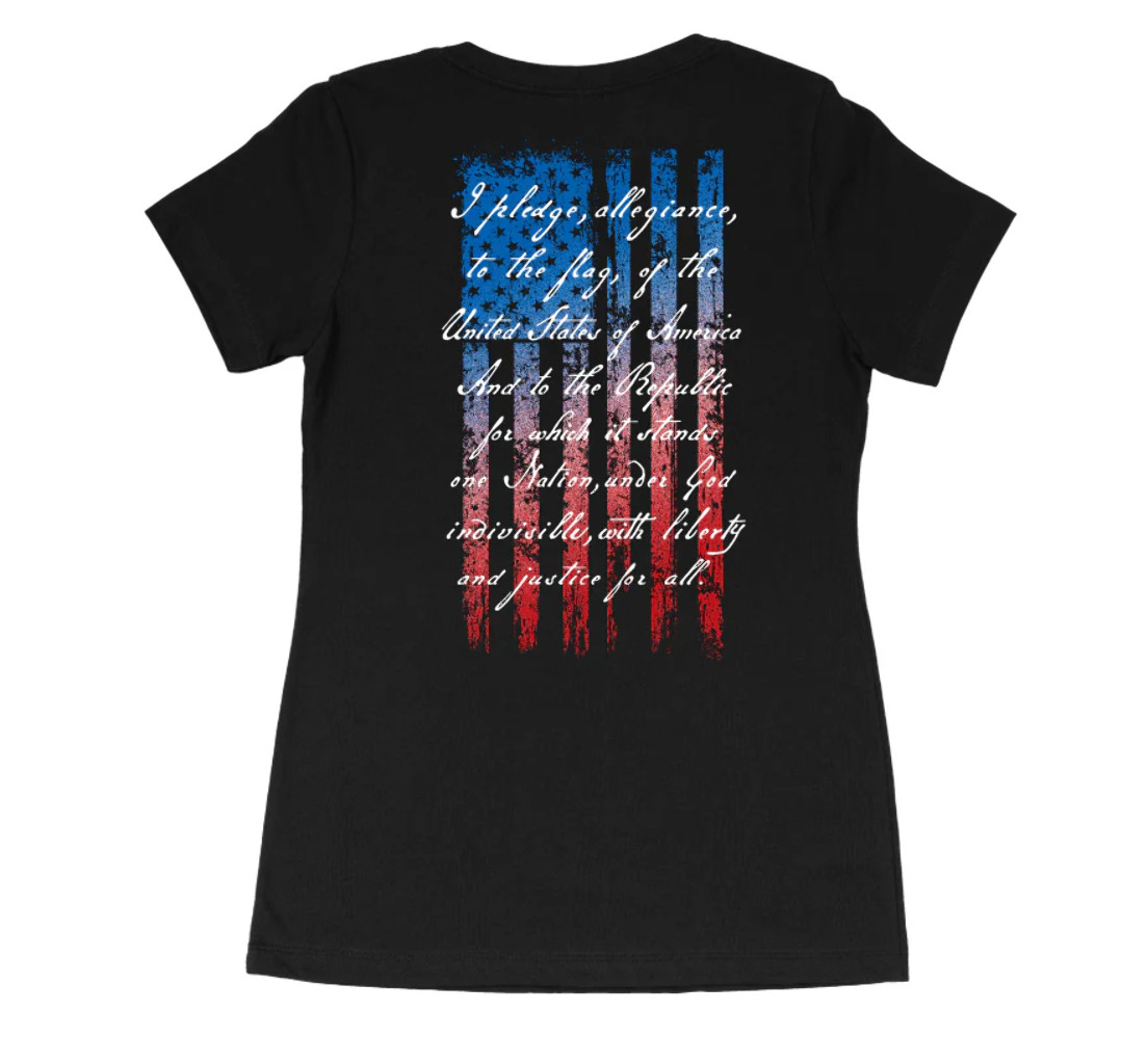 Howitzer Style Women’s T-shirt Allegiance Flag Military Grunt MFG